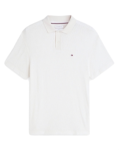 Tommy Hilfiger - Jacquard Classic Fit Polohemd - Ivory Petal